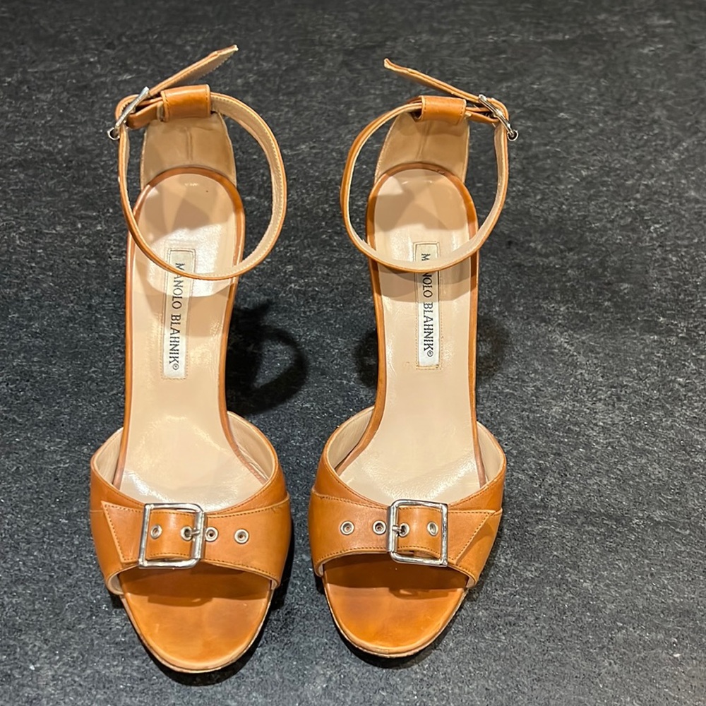 Authentic Manolo Blahnik Ankle Strap heels